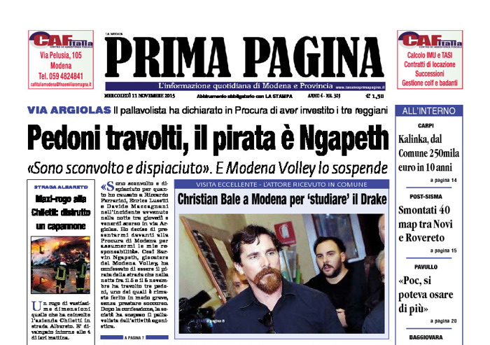 Prima Pagina - Mercledì 11 Novembre 2015