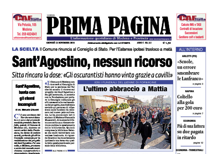 Prima Pagina - Giovedì 12 Novembre 2015