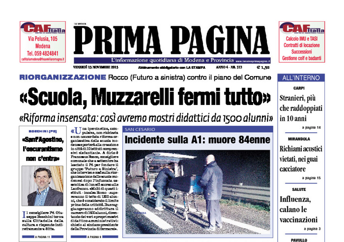 Prima Pagina - Venerdì 13 Novembre 2015