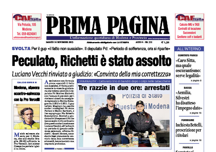 Prima Pagina - Sabato 14 Novembre 2015