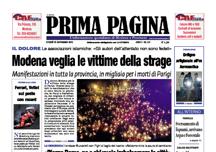 Prima Pagina - Lunedì 16 Novembre 2015