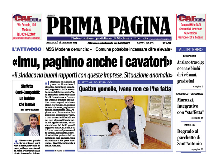 Prima Pagina - Mercledì 16 Dicembre 2015
