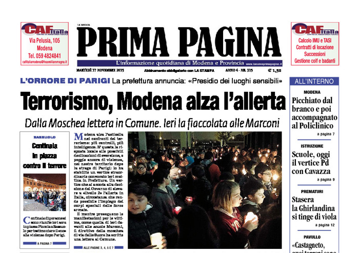 Prima Pagina - Martedì 17 Novembre 2015