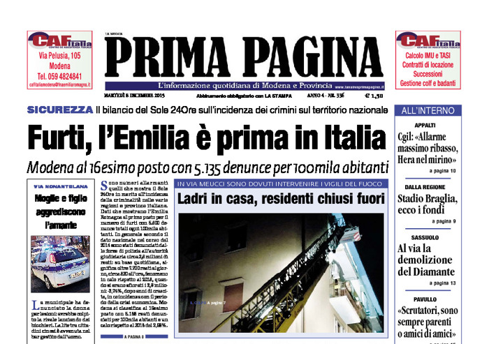 Prima Pagina - Martedì 8 Dicembre 2015