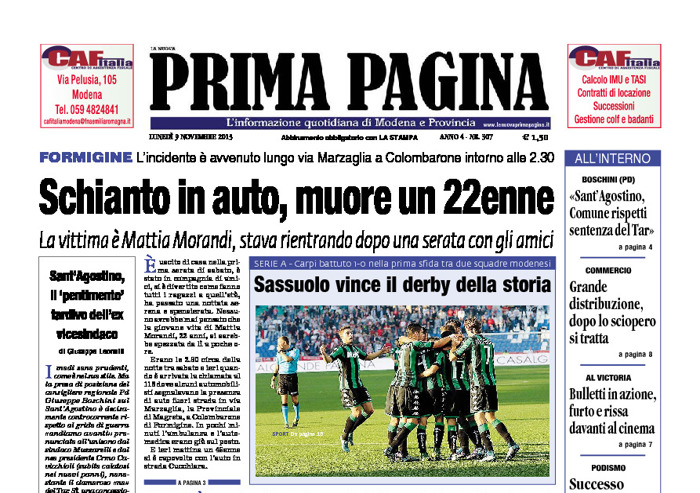 Prima Pagina - Lunedì 9 Novembre 2015
