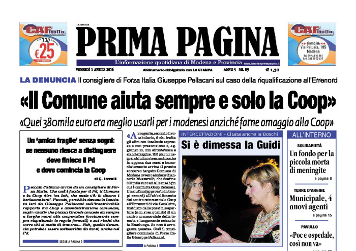 Prima Pagina - Venerdì 1 Aprile 2016