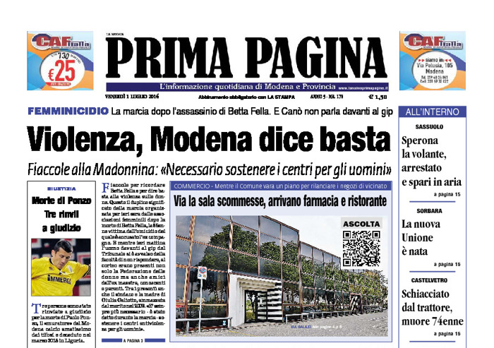 Prima Pagina - Venerdì 1 Luglio 2016