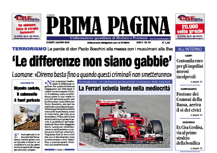 Prima Pagina - Lunedì 1 Agosto 2016