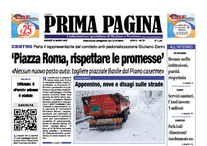 Prima Pagina - Giovedì 10 Marzo 2016