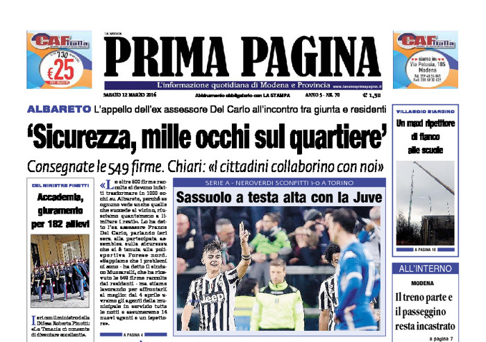 Prima Pagina - Sabato 12 Marzo 2016