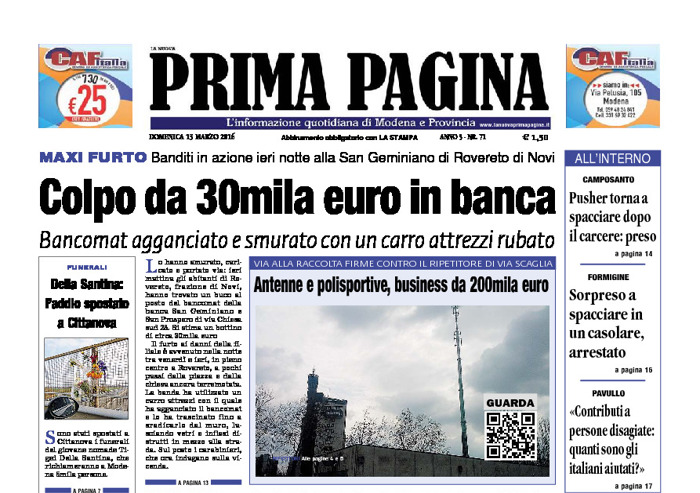 Prima Pagina - Domenica 13 Marzo 2016