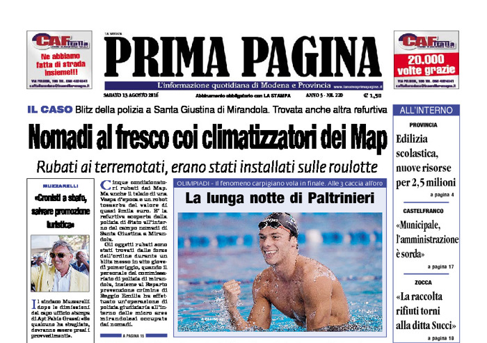 Prima Pagina - Sabato 13 Agosto 2016