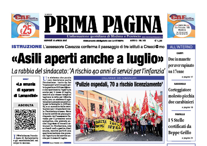 Prima Pagina - Giovedì 14 Aprile 2016