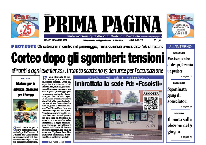 Prima Pagina - Sabato 14 Maggio 2016