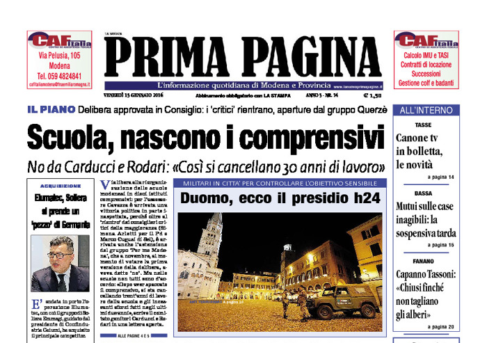 Prima Pagina - Venerdì 15 Gennaio 2016
