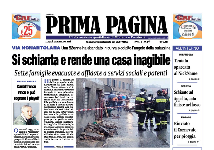 Prima Pagina - Lunedì 15 Febbraio 2016