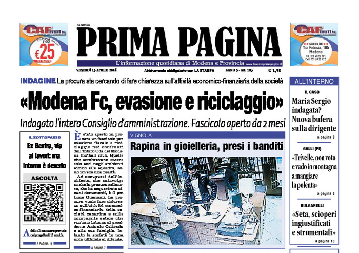Prima Pagina - Venerdì 15 Aprile 2016