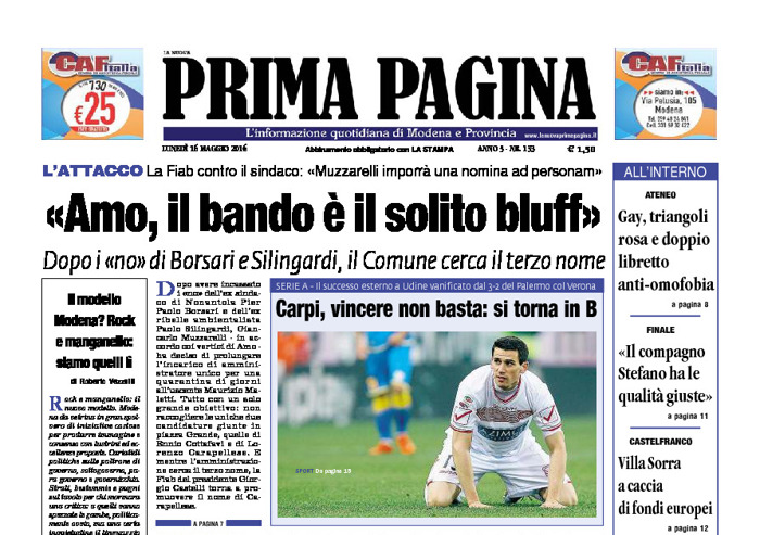 Prima Pagina - Lunedì 16 Maggio 2016