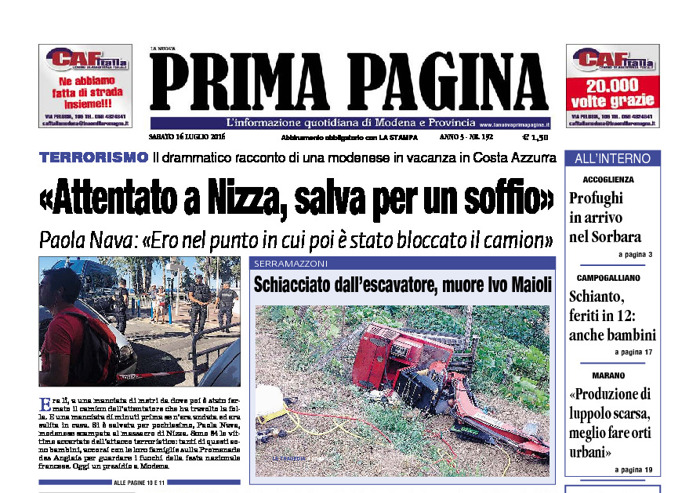 Prima Pagina - Sabato 16 Luglio 2016