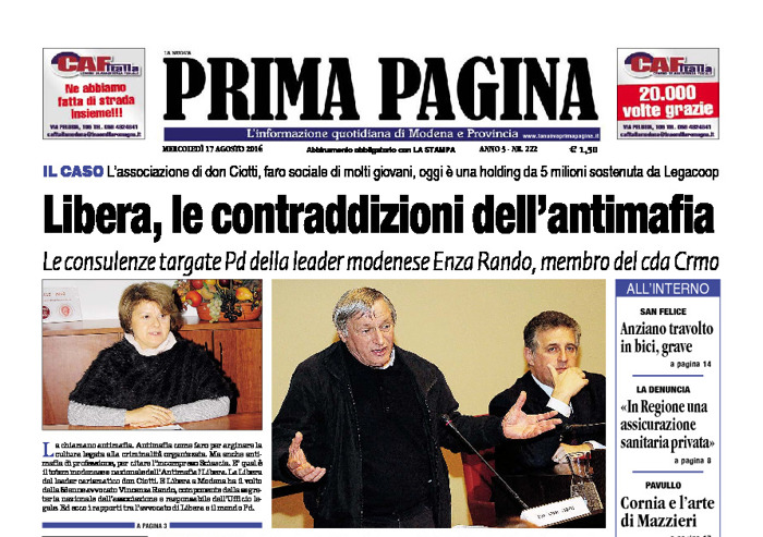 Prima Pagina - Mercledì 17 Agosto 2016
