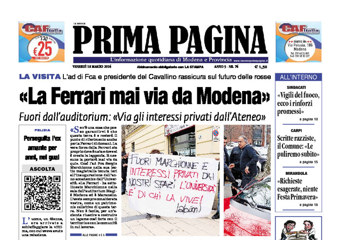 Prima Pagina - Venerdì 18 Marzo 2016