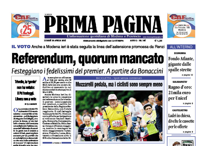 Prima Pagina - Lunedì 18 Aprile 2016