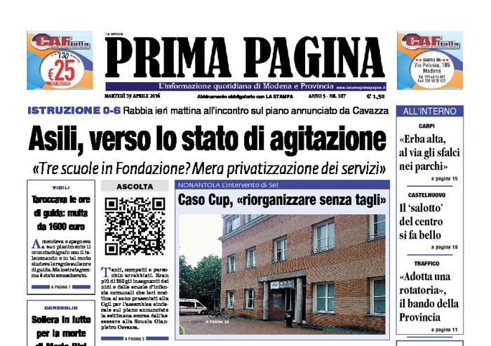 Prima Pagina - Martedì 19 Aprile 2016