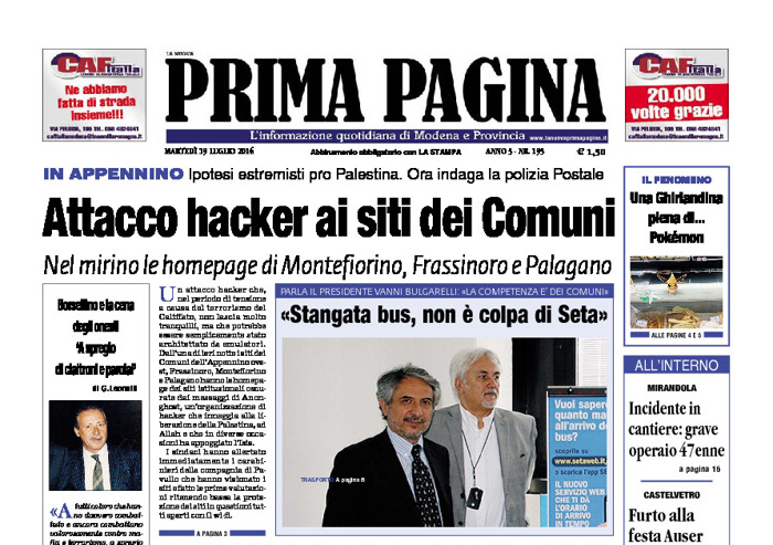 Prima Pagina - Martedì 19 Luglio 2016