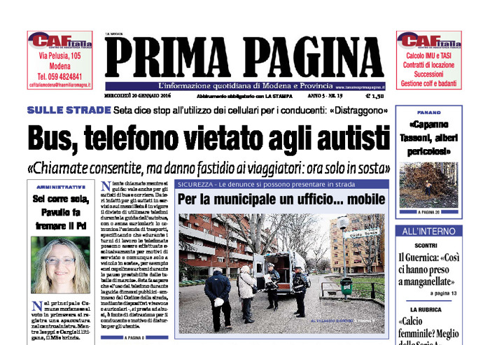 Prima Pagina - Mercledì 20 Gennaio 2016
