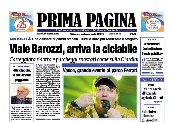 Prima Pagina - Mercledì 20 Aprile 2016