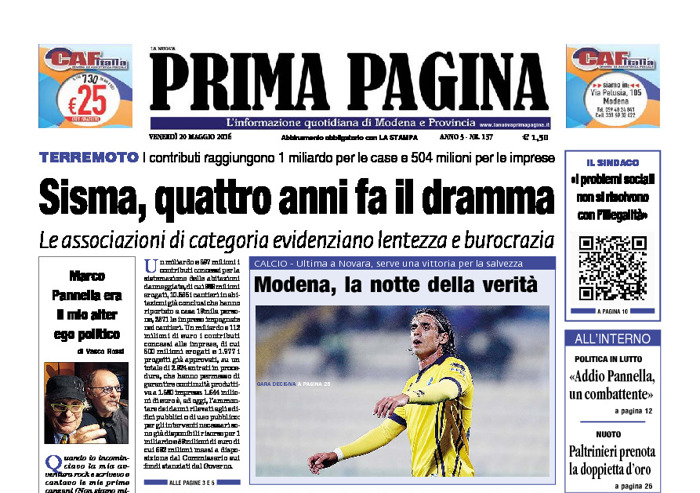 Prima Pagina - Venerdì 20 Maggio 2016