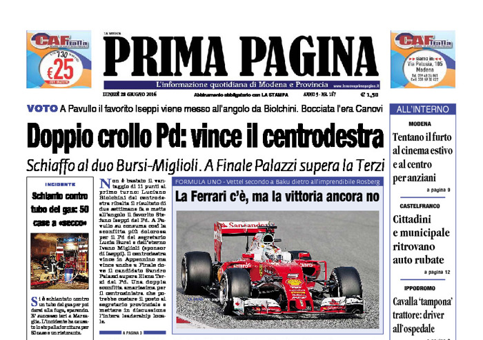 Prima Pagina - Lunedì 20 Giugno 2016