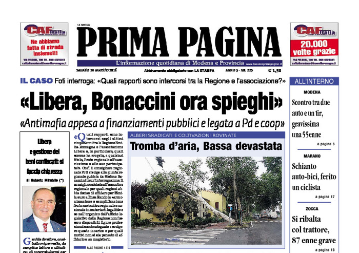 Prima Pagina - Sabato 20 Agosto 2016