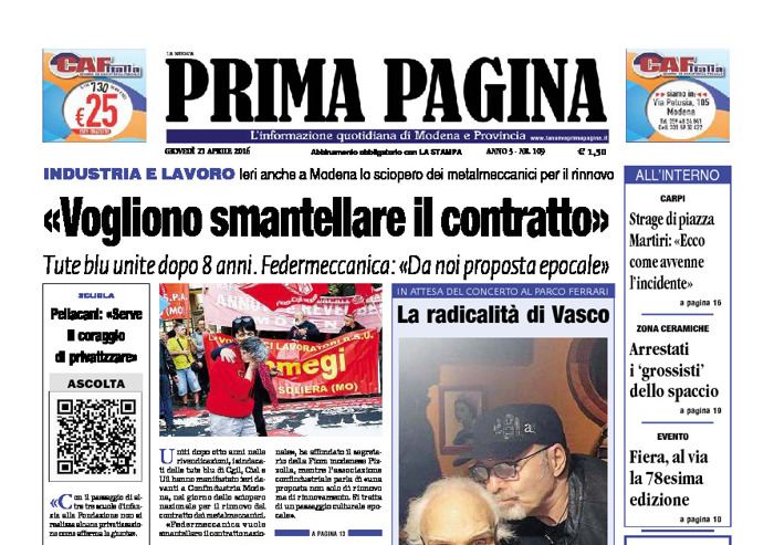 Prima Pagina - Giovedì 21 Aprile 2016