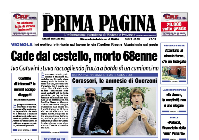 Prima Pagina - Giovedì 21 Luglio 2016