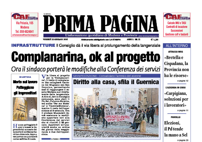 Prima Pagina - Venerdì 22 Gennaio 2016