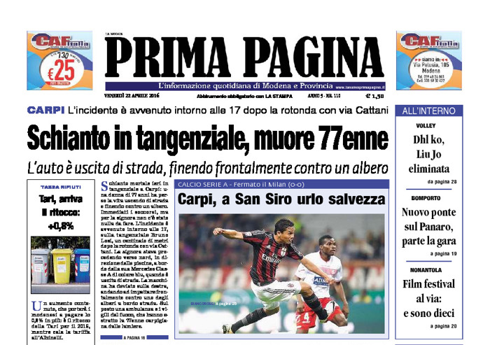 Prima Pagina - Venerdì 22 Aprile 2016