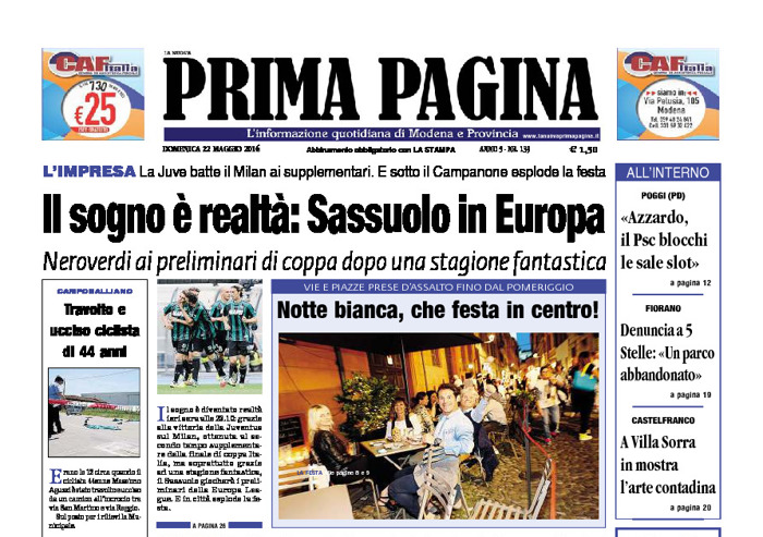 Prima Pagina - Domenica 22 Maggio 2016