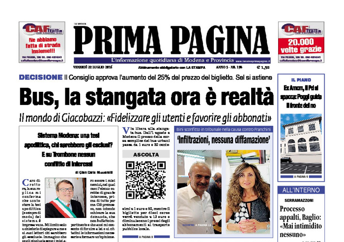 Prima Pagina - Venerdì 22 Luglio 2016