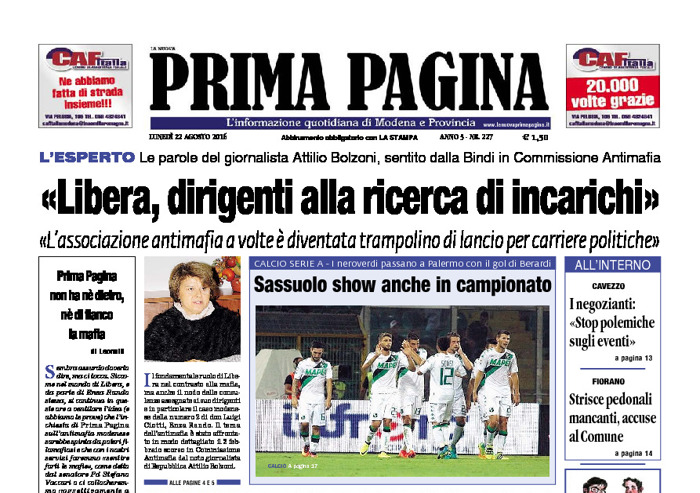 Prima Pagina - Lunedì 22 Agosto 2016