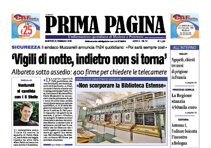 Prima Pagina - Martedì 23 Febbraio 2016