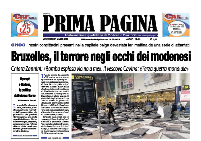 Prima Pagina - Mercledì 23 Marzo 2016
