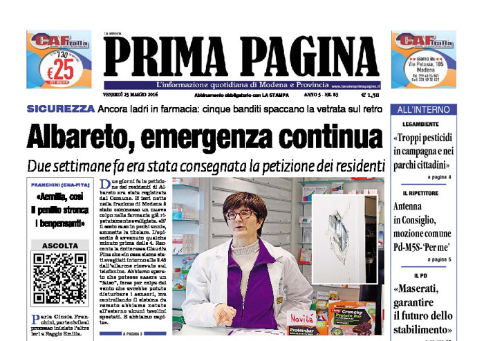Prima Pagina - Venerdì 25 Marzo 2016