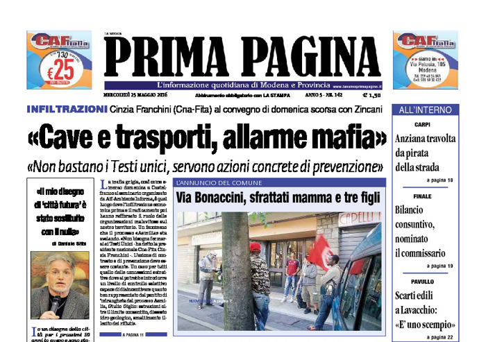 Prima Pagina - Mercledì 25 Maggio 2016