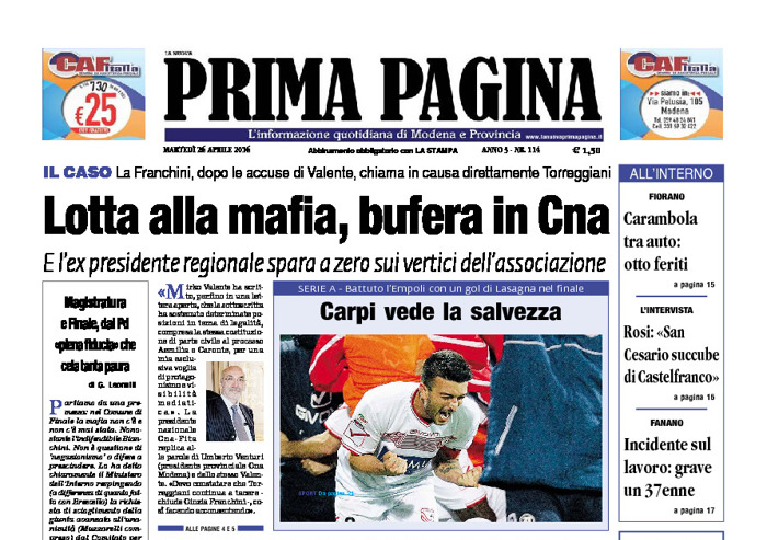 Prima Pagina - Martedì 26 Aprile 2016