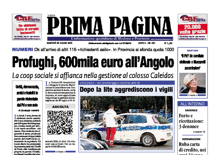 Prima Pagina - Martedì 26 Luglio 2016