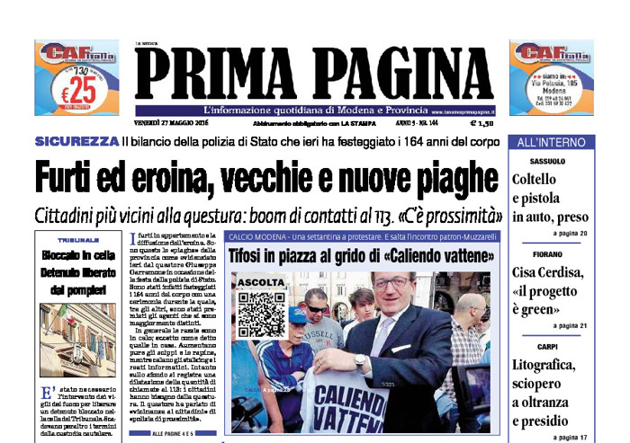 Prima Pagina - Venerdì 27 Maggio 2016