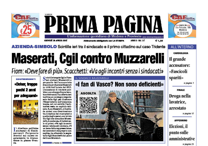 Prima Pagina - Giovedì 28 Aprile 2016