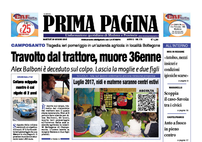 Prima Pagina - Martedì 28 Giugno 2016
