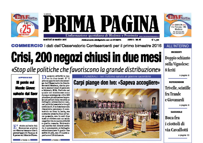 Prima Pagina - Martedì 29 Marzo 2016